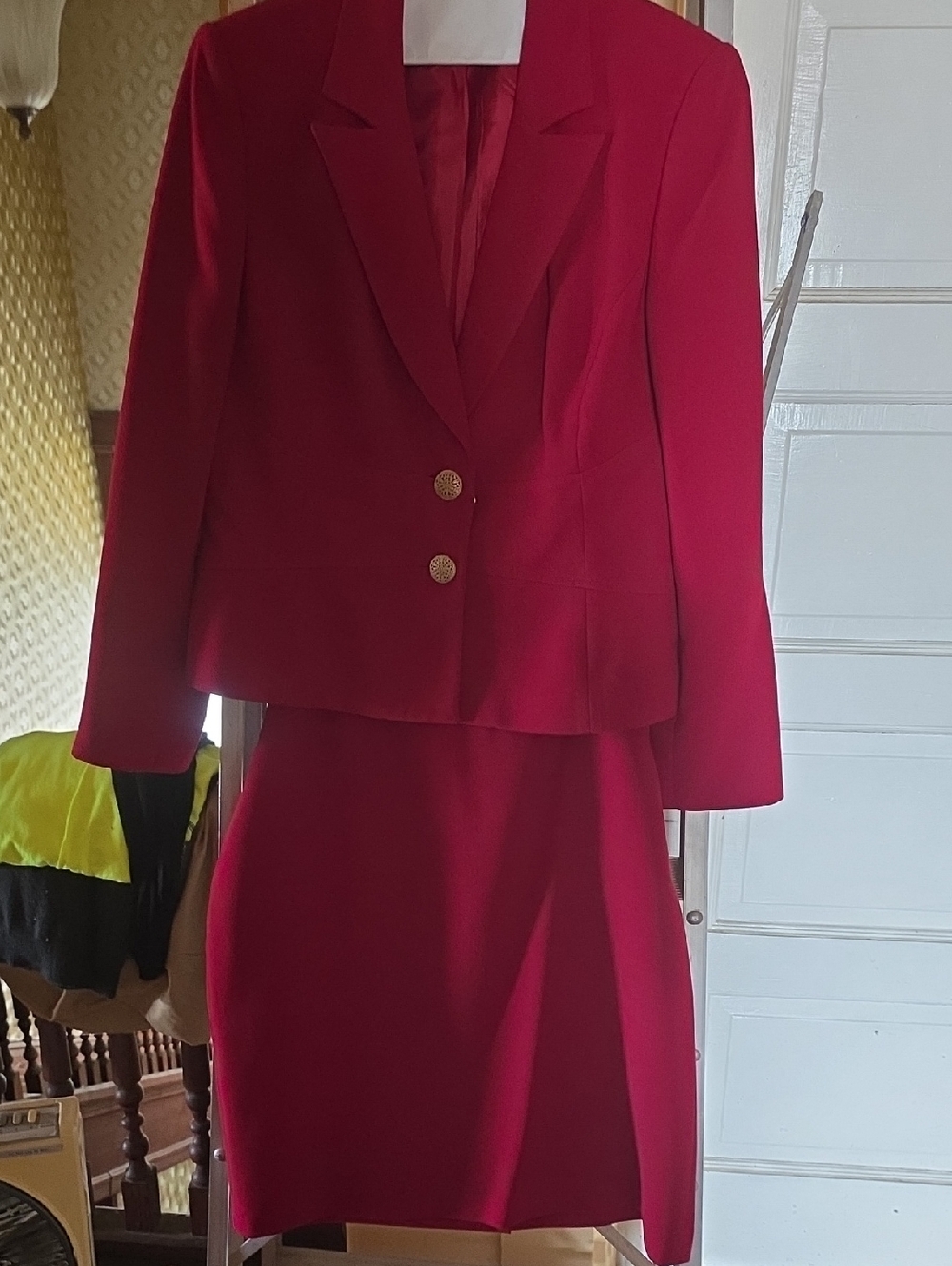 Liz Claiborne Red Suit Jacket and Skirt Set